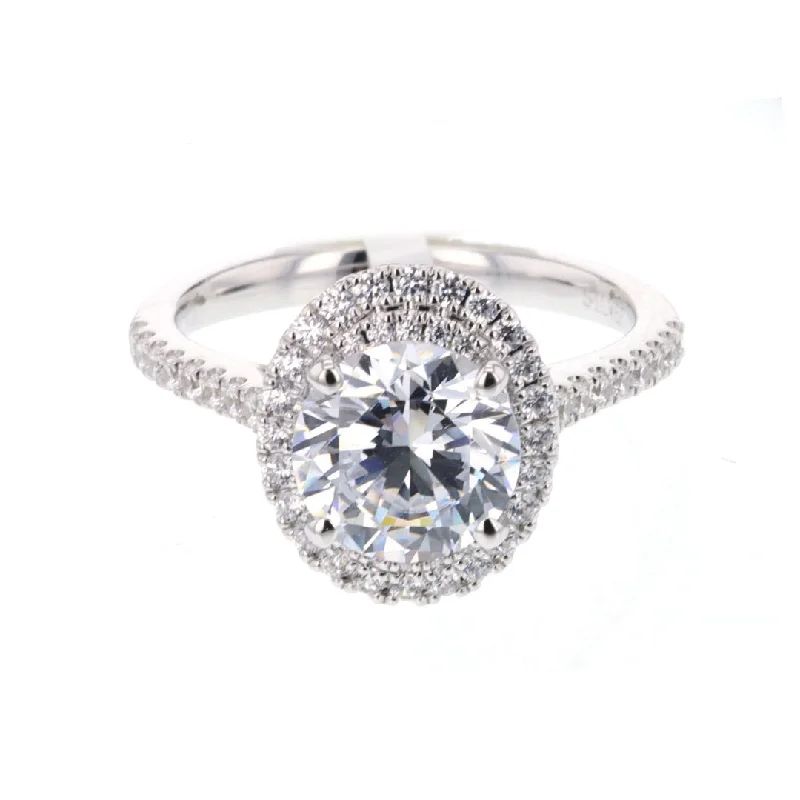 Ladies Rough Cut Engagement Rings -0.41 ctw Diamond Halo Engagement Ring