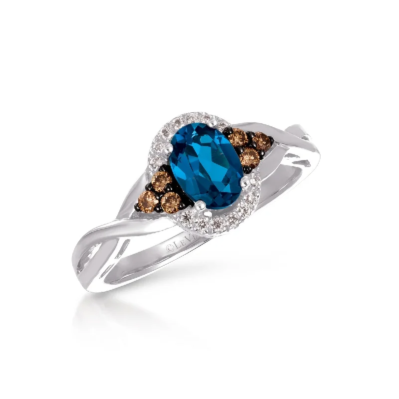 Ladies Rings for Festive Spark-Le Vian Chocolatier® Deep Sea Blue Topaz™ and Diamond Ring WJBO 42WG