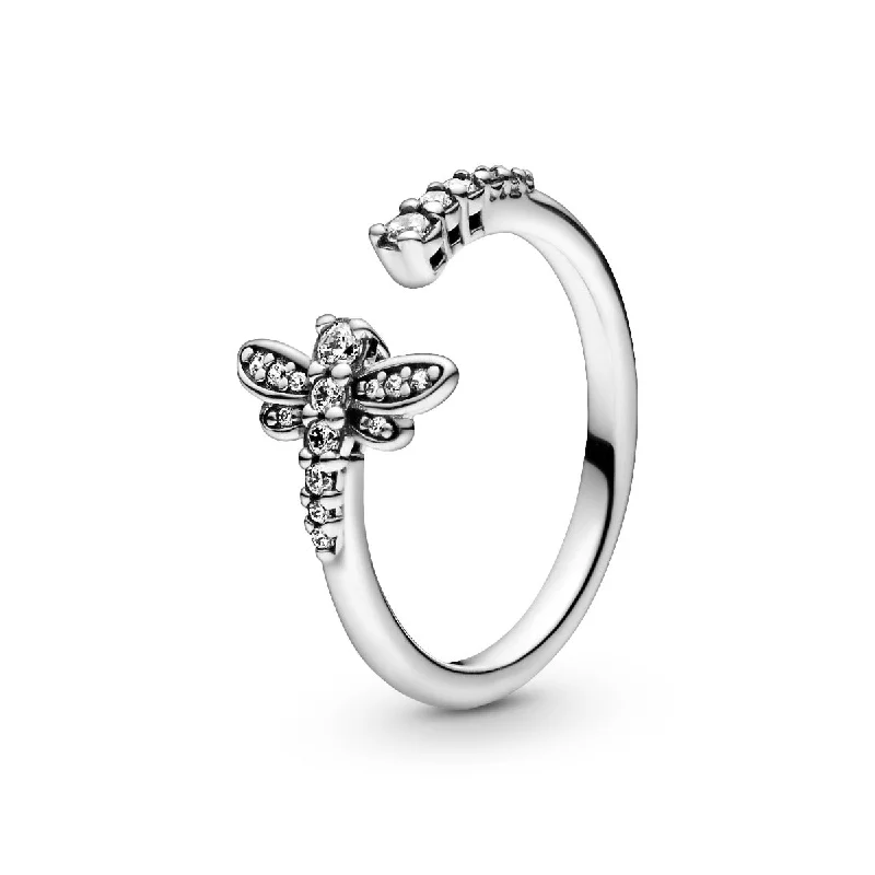 Ladies Rings with Cyan Kyanite-Sparkling Dragonfly Open Ring