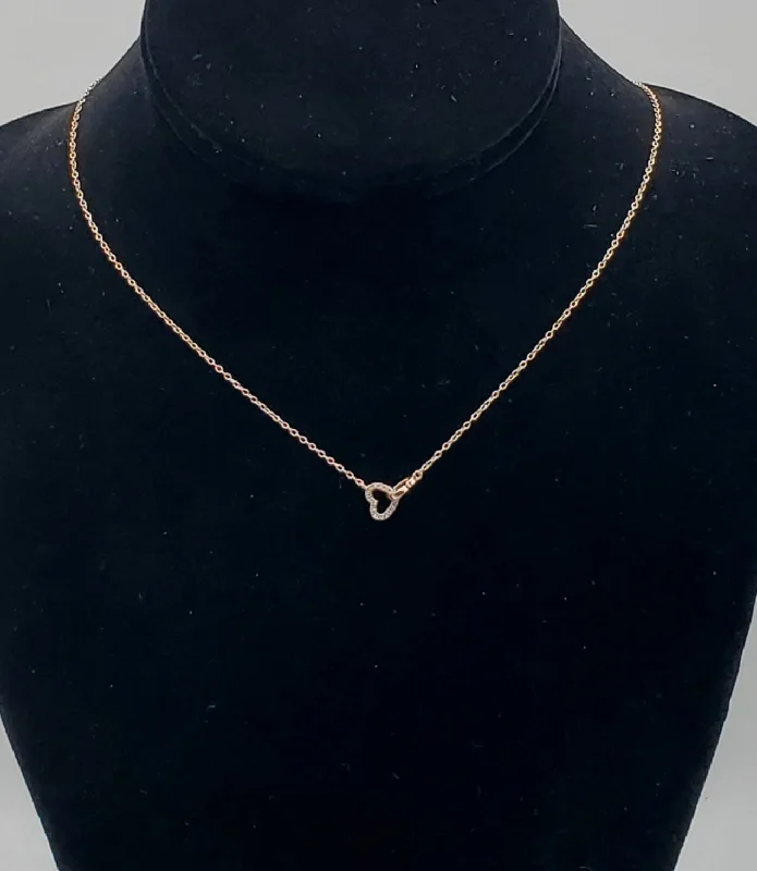 Ladies Necklaces with Angel Shine-Vintage Rose Gold Tone Sterling Silver Interlocking Hearts Chain Necklace - 16.25 or 18.5"