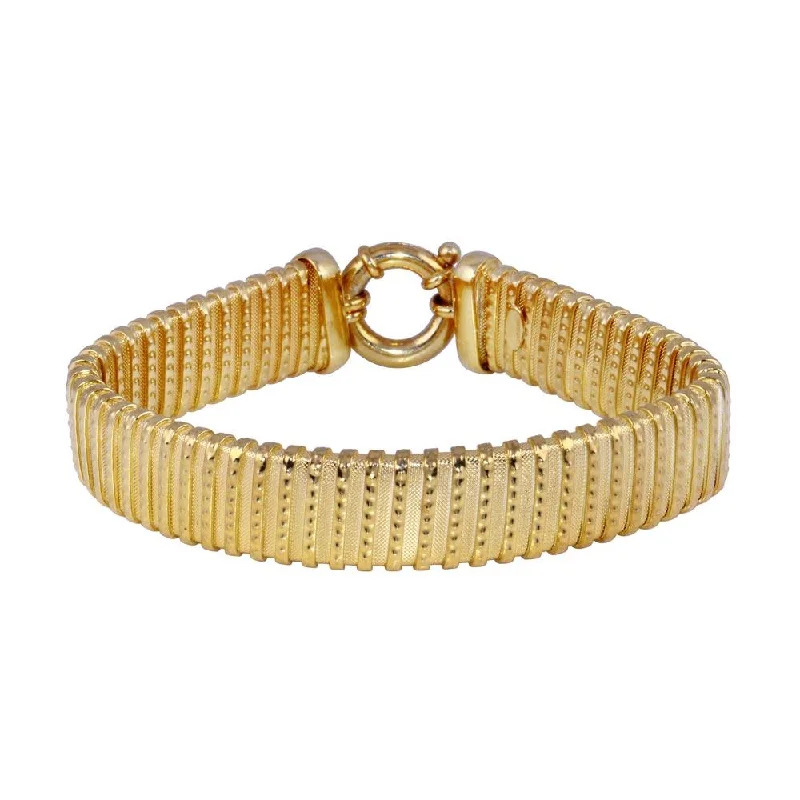 Ladies Bracelets Pearl Glow-Clearance-925 Gold Plated Mesh Italian Bracelet - JPB00017GP