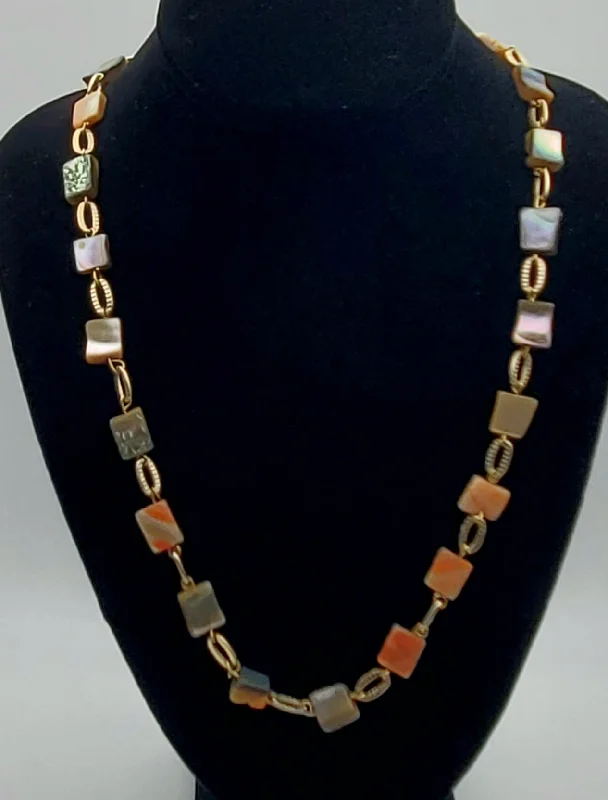 Ladies Necklaces for Beach Spark-Abalone Shell Gold Tone Chain Necklace - 26"