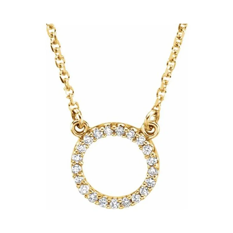 Ladies Necklaces with Green Clinozoisite-14K Yellow .08 CTW Natural Diamond Circle 16" Necklace