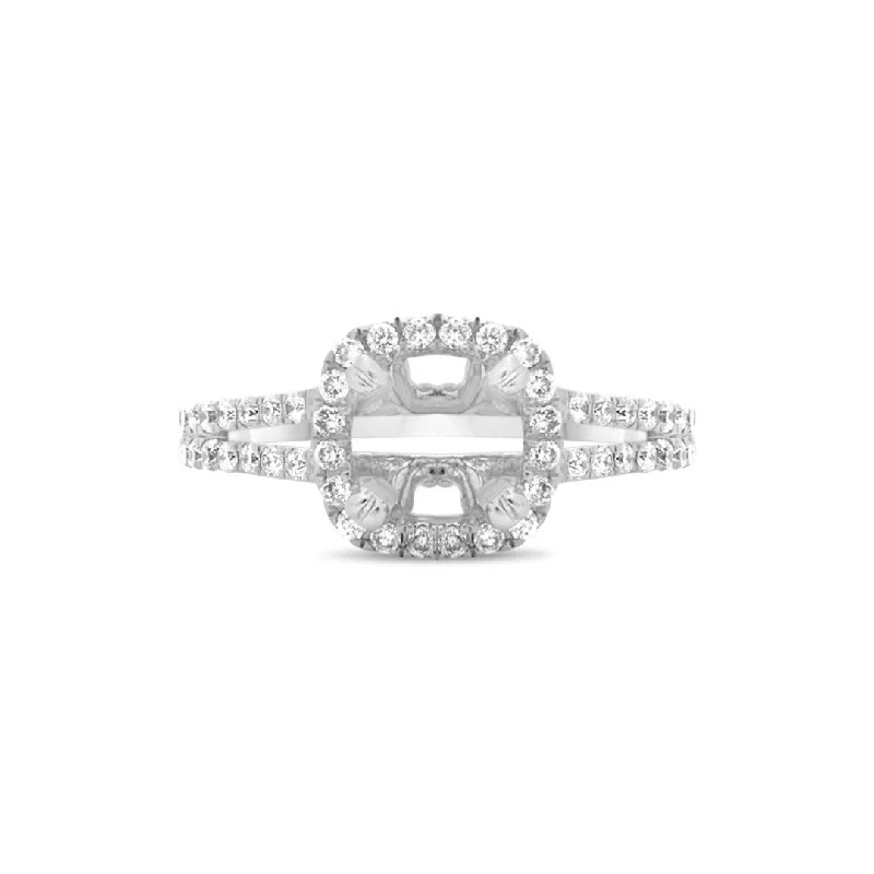 Ladies Solo Diamond Engagement Rings -0.51 ctw Diamond Halo Engagement Ring