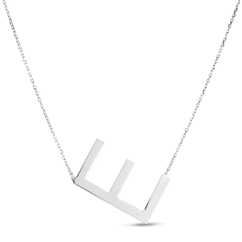 Ladies Necklaces with Silver Cassiterite-Silver E Letter Necklace