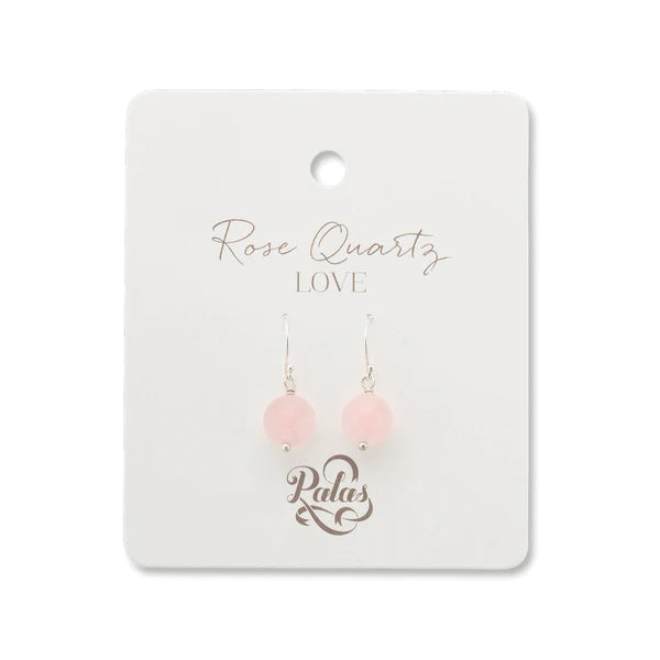 Ladies yoga calm earrings -Palas Jewellery - Rose Quartz Healing Gem Earrings