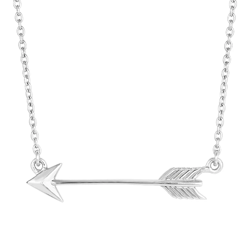 Ladies Necklaces with Soft Morganite-Silver Sideways Arrow Necklace