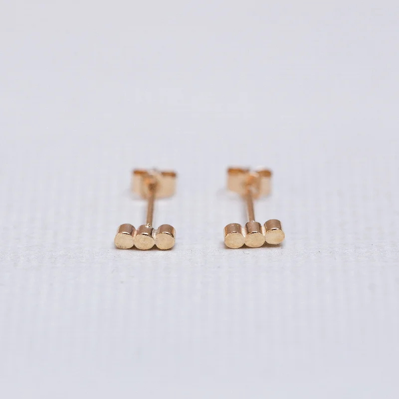 Ladies wave curl earrings -9ct Gold Three Dots Stud Earrings