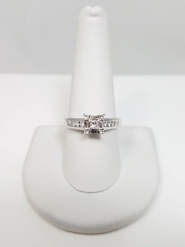 Ladies Joy Flash Engagement Rings -Elegant 14k White Gold Natural Diamond Engagement Ring