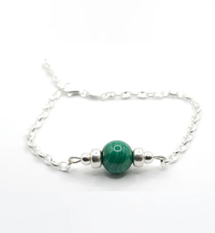 Ladies Bracelets Cuff Shine-MALACHITE MINIMALIST BRACELET