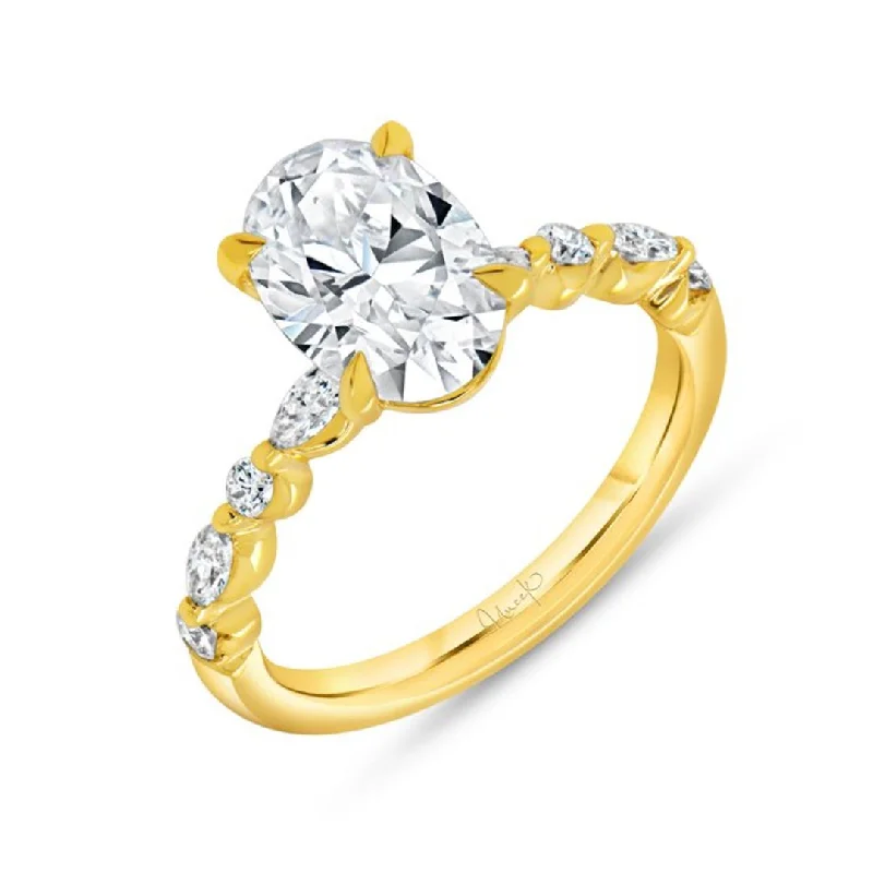 Ladies High Rise Engagement Rings -0.37 ctw Diamond Solitaire Engagement Ring