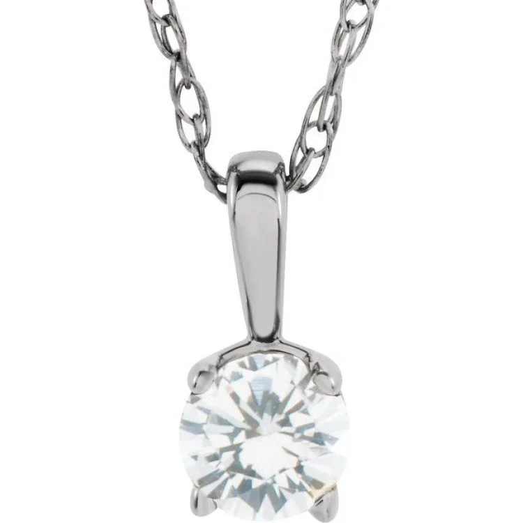 Ladies Necklaces for Lawyer Spark-Sterling Silver 3 mm Imitation Diamond Youth Solitaire 14" Necklace