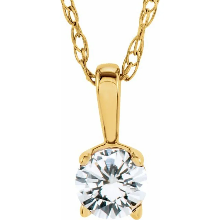 Ladies Necklaces with Cyan Euclase-14K Yellow 3 mm Natural White Sapphire Youth Solitaire 14" Necklace