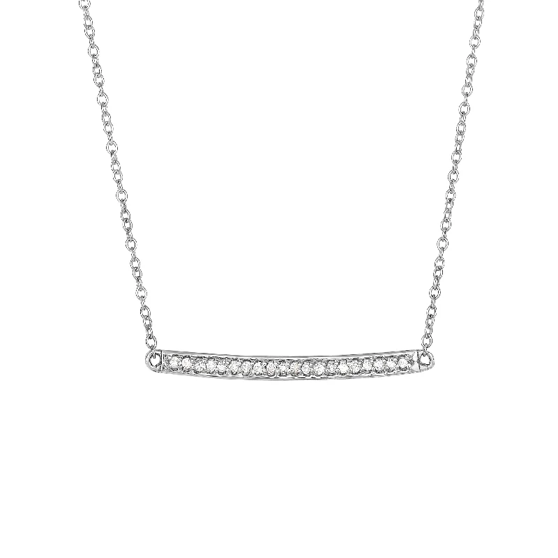 Ladies Necklaces with Cloud Spark-14K Gold .12ct Diamond Bar Necklace