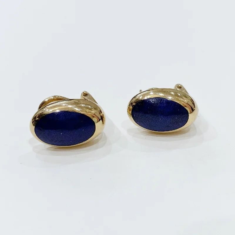 Ladies glossy finish earrings -Estate Collection Earrings - 9k Gold Lapis Lazuli