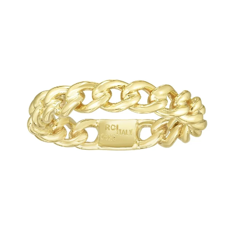 Ladies Rings Fine Spark-14K Yellow Gold Skinny Chain Link Ring R6881-07