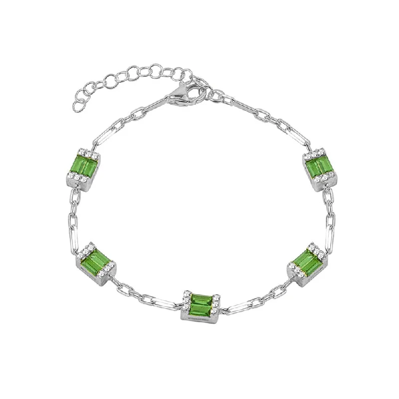 Ladies Bracelets with Rose Quartz-THE GREEN EMERALD REDA LINK BRACELET (CHAPTER II BY GREG YÜNA X THE M JEWELERS)