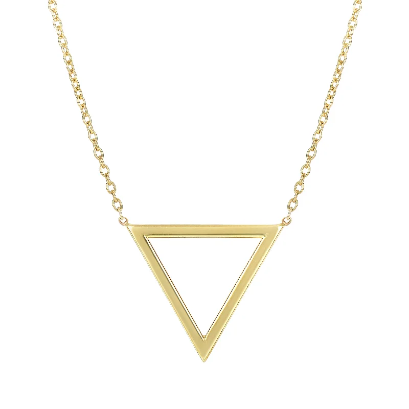 Ladies Necklaces for Leader Spark-14K Gold Polished Triangle Necklace