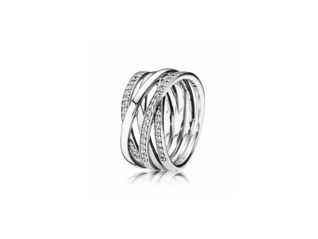 Ladies Rings with Stellar Glow-PANDORA Entwined Ring 190919CZ