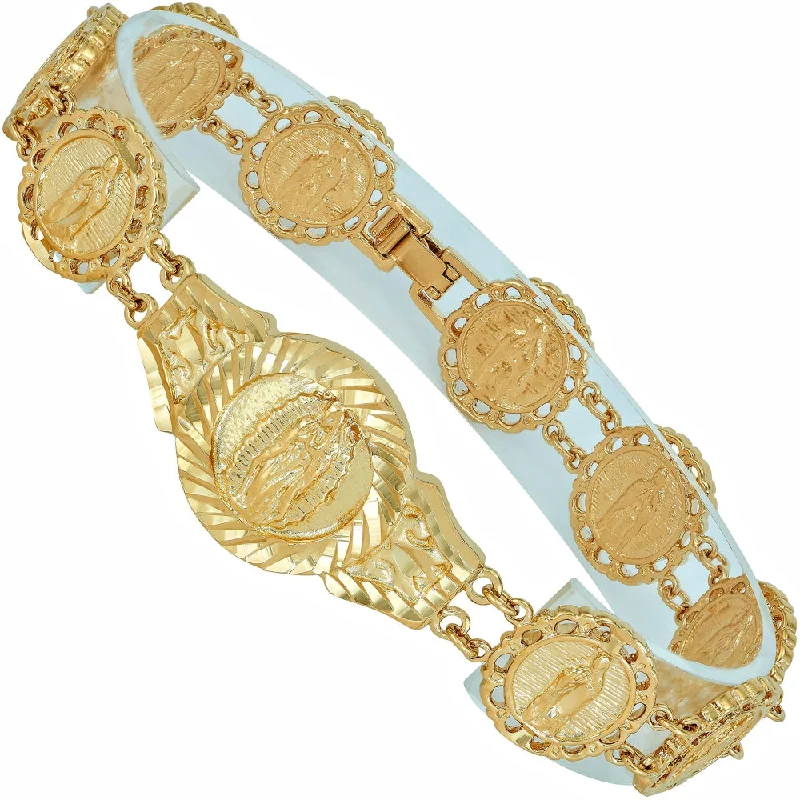 Ladies Bracelets Soft Shine-Lady of Guadalupe Emblem Link Bracelet