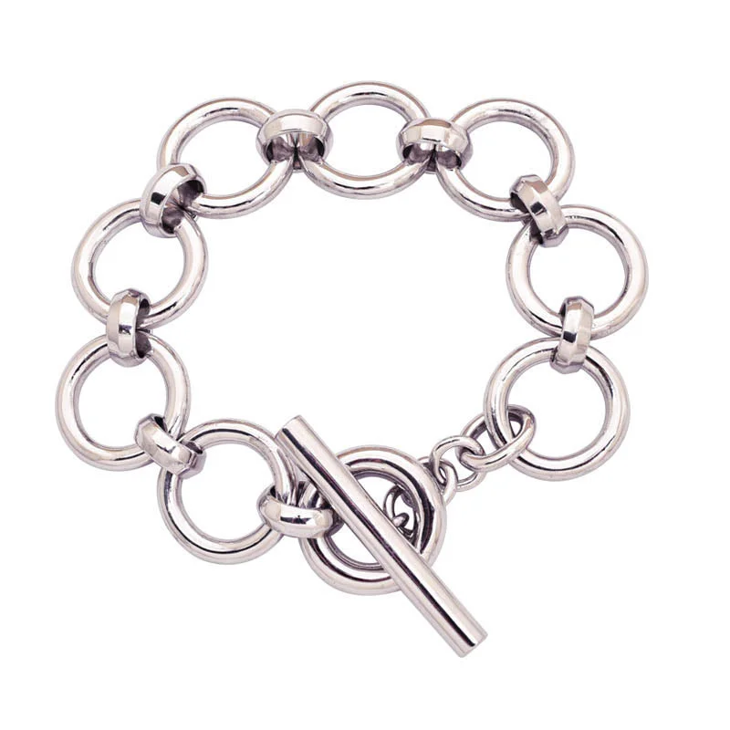 Ladies Bracelets with Initial Shine-Toggle Bracelet- Sterling Silver