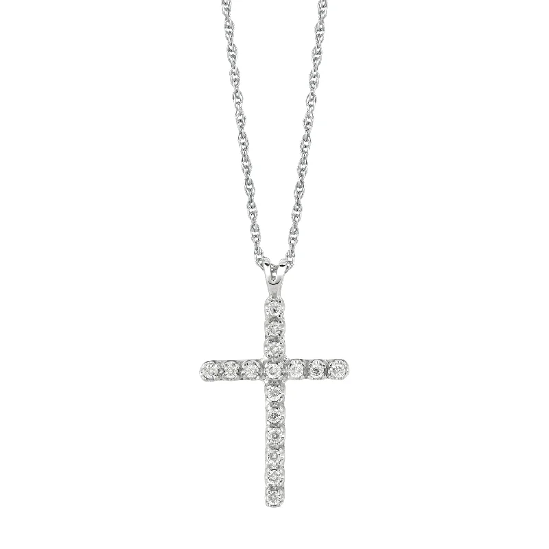 Ladies Necklaces for Hero Glow-Silver .05ct Diamond Cross Necklace