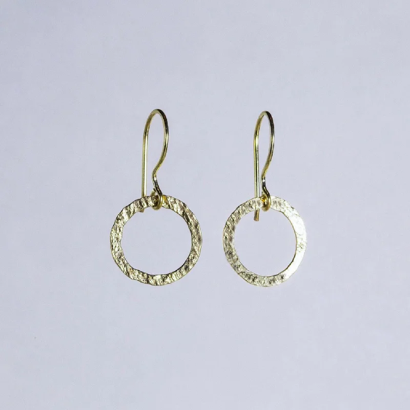 Ladies gritty punk earrings -Ines - Textured Circle Drop Earrings