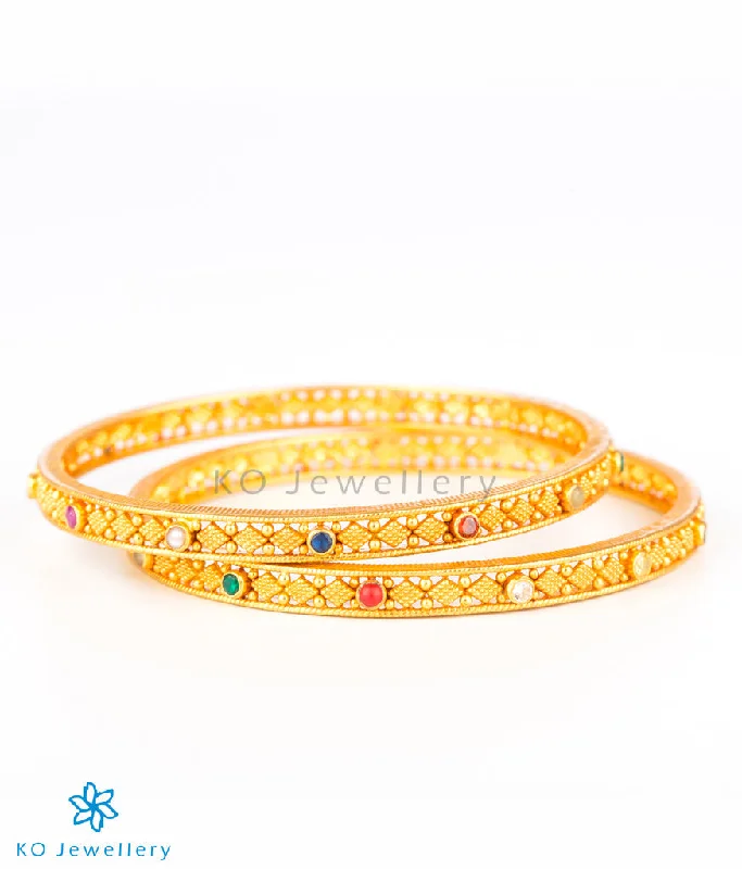 Ladies Bracelets for Music Spark-The Reyna Silver Navratna Bangle(Size 2.2/2.4/2.6/2.8)