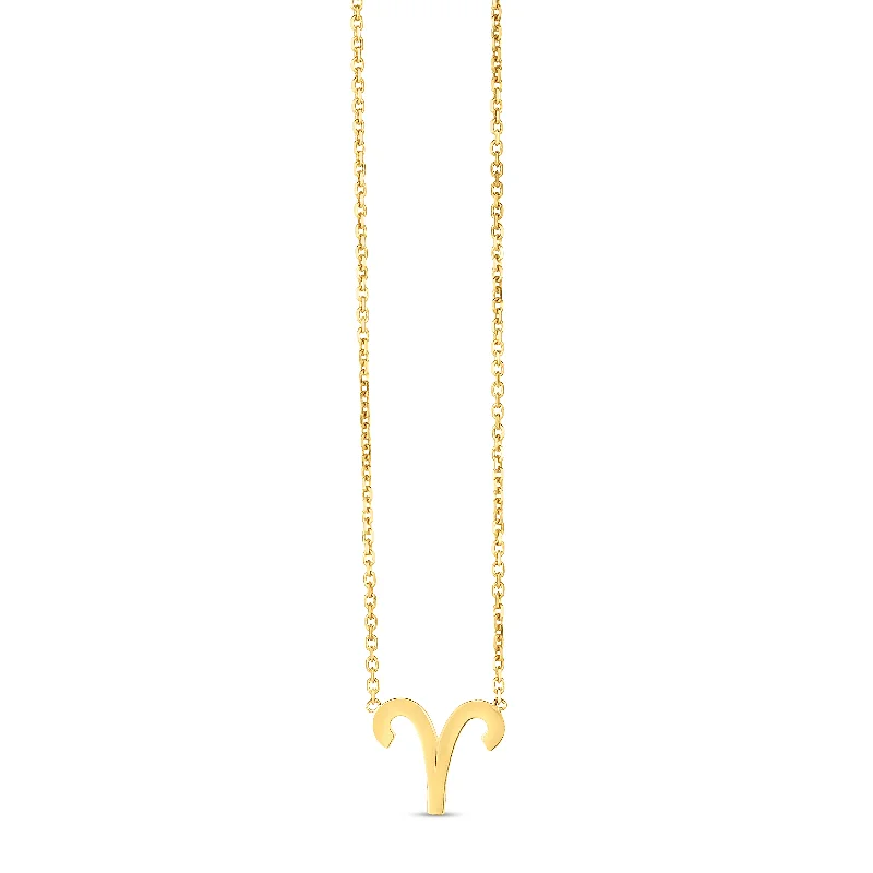 Ladies Necklaces with Teardrop Glow-14K Gold Aries Necklace