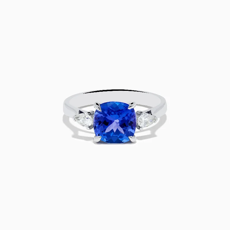 Ladies Rings for Sister Glow-Nahla Siri 14K White Gold Tanzanite and Diamond Ring