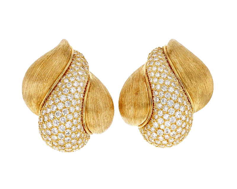 Ladies value sparkle earrings -Henry Dunay Gold and Pavé Diamond Earrings