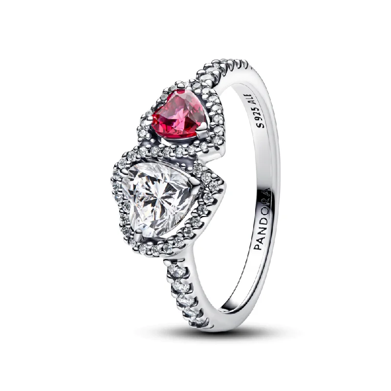 Ladies Rings with Pure Okenite-Halo Hearts Ring 193662C01